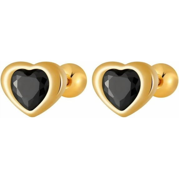 Cute Heart Shape Stud Earrings for Women Crystal Cubic Zirconia Cartilage Earrings Titanium Steel Hypoallergenic Heart Love Pierced Studs Jewelry