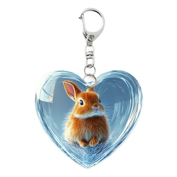 Cute Heart Shaped Animal Acrylic Pendant, Dog Bird Family Souvenir Keychain, Valentine's Day Car Rearview Mirror Decor, Christmas Tree Hanging Ornaments