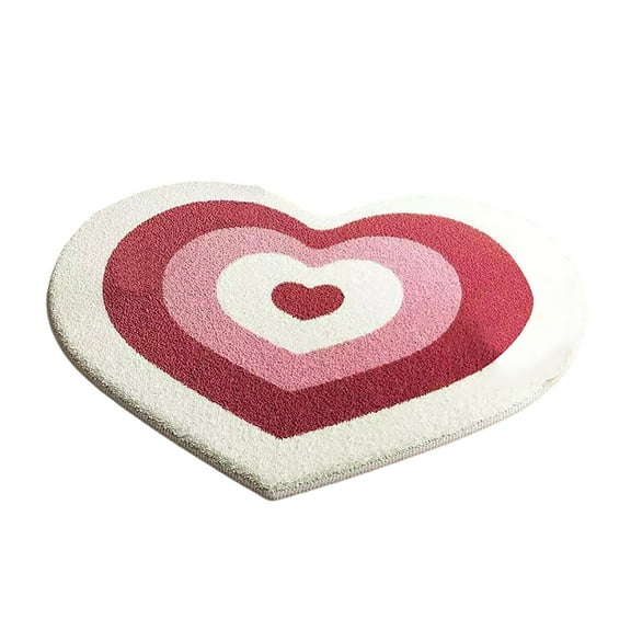 Cute Heart Shaped Area Rug â Trendy Shaggy Bath Mat for Valentineâs, Dorm & Apartment, Non- & Washable, Retro Funky Decor for Bedside, Sofa & Shower (15.7" x 15.7")