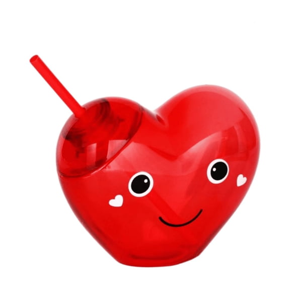 Cute Heart Shaped Borosilicate Glass Straw Cup, Transparent Water Bottle with Colorful Hat & Striped Straw, Novelty Drinkware for Kids & Adults,Valentine's Day and Easter gifts