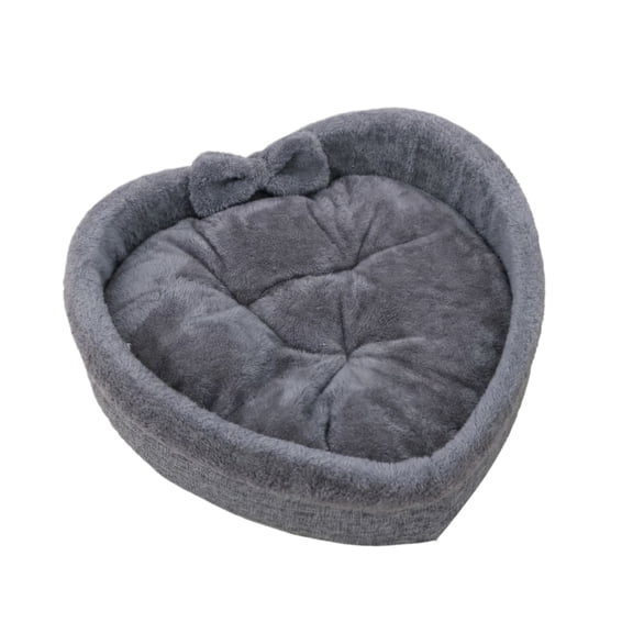 Cute Heart-Shaped Cat Dog Bed Kennel Love Pet Nest Super Soft Cotton Velvet Winter Summer Warm Pet Cat Nest Dog Bed Pet Sleeping Supplies(16.5Inch,Gray)