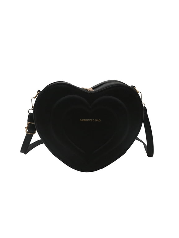 Cute Heart‑Shaped Crossbody Purse, Faux Leather Love Heart Shape Shoulder Bag for Women