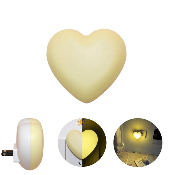 Cute Heart-Shaped Lamp Cute Night Lights with Dusk to Dawn Sensor Yellow 1pack LED Night Light for Gifts Gaming Room