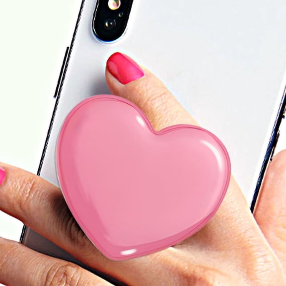 Cute Heart-Shaped Phone Grip - Rose Pink Love Handle Phone Grip, Large 3D Collapsible Crystal Phone Mount Holder Stand, Compatible with Kindle, iPhone - Christmas Valentines Gift for Girls Women