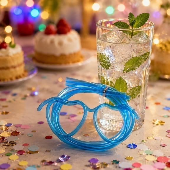 Cute Heart-Shaped Straws Glasses - Plastic Stylish Silly Straw , Easy to Use and Clean, Food-Safe Material and Adjustable Length, Reusable Straw for Birthdays, Celebrations and Parties & Events