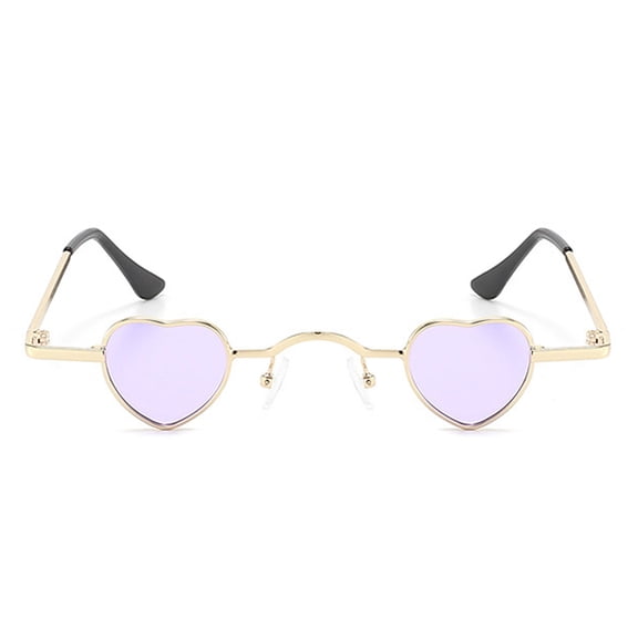 Cute Heart Shaped Sunglasses - Gold Metal Frame Pink Lens UV Protection Fashion Daily Eyewear