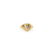 Bella by Thorne Cute Heart Signet Adult Ring, Gold/Clear- 7, (Unisex)