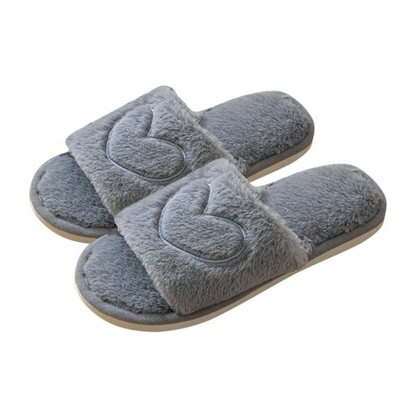 Cute Heart Slippers for Women, Couple Plush Valentine Fluffy Fuzzy Novelty Plush Fun Indoor Outdoor Non-slip