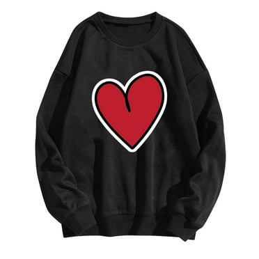 Cute Heart Tops for Womens Valentine's Day Oversized Sweatshirts Crewneck Pullover Shirts Outfits