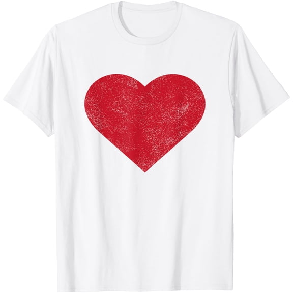 Cute Heart Valentines Day Vintage Distressed Red T-Shirt
