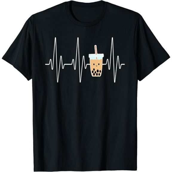 Cute Heartbeat Bubble Tea Boba Milk Tea Kawaii Gift Idea T-Shirt