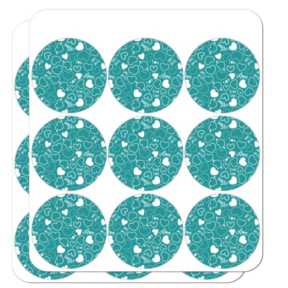 Cute Hearts Love Pattern on Teal Turquoise Planner Calendar Scrapbooking Crafting Stickers