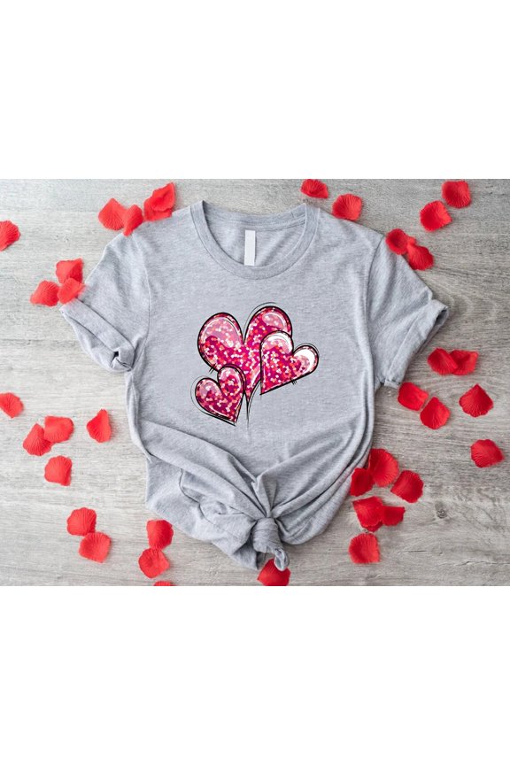 Cute Hearts Shirt, Valentines Day Heart Shirt, Pink Hearts Shirt, Valentines Love Shirt, Lover Tee Shirt, Love Shirts For Women, V-Day Gift, Full Size S-5XL