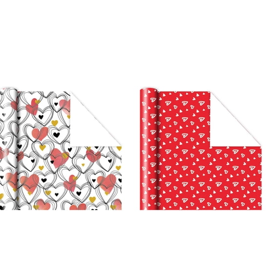 Cute Hearts Wrapping Paper Roll,20X27Inch,Romantic Heart Design Holiday Gift Wrap Present Paper for Valentine’s Day,Birthdays,Wedding,Anniversaries