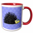 thumbnail image 1 of 3drose, Cute Hedgehog and Hearts Design Blue, 11oz Two-tone Red Mug, 1 of 6