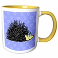 thumbnail image 1 of 3drose, Cute Hedgehog and Hearts Design Blue, 15oz Two-tone Yellow Mug, 1 of 6