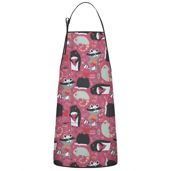 Cute Hedgehog and Animals Apron-Garden Aprons for Women with Pockets-Cotton Linen Waterproof Kitchen Cooking Gardening Aprons Adjustable for Kitchen,Cooking,BBQ and Salon 33x27 Inch