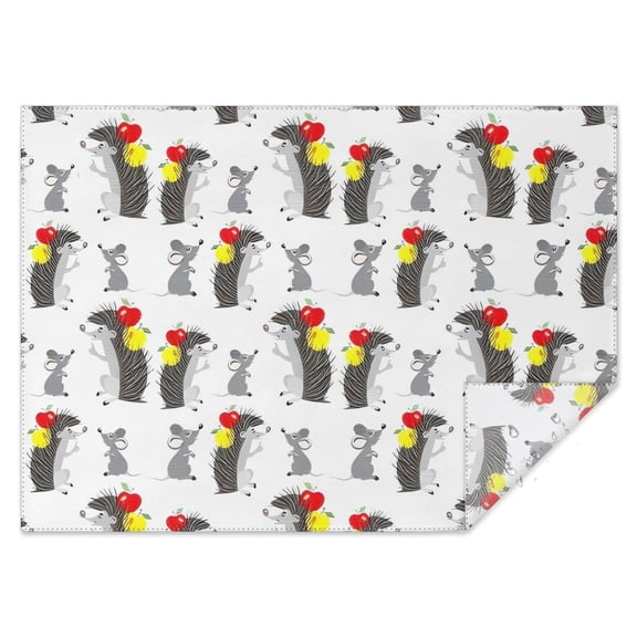 Cute Hedgehog Apple Rectangle Tablecloth 60"x84",Waterproof Polyester Rectangle Table Cloth, Wipeable Spillproof Polyester Tablecloth for Dining, Camping, Indoor and Outdoor