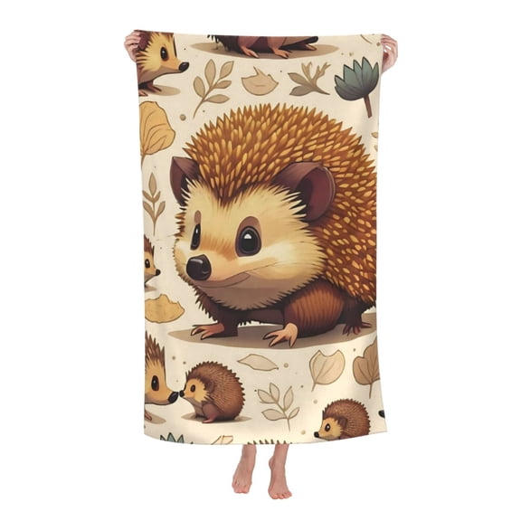 Cute Hedgehog Bath Towel Soft and Highly Absorbent for Adults