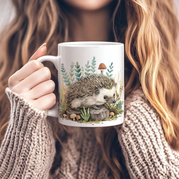 Cute Hedgehog Ceramic Mug, oz Adorable Animal Lover Gift, Hedgehog Lover Mug, est Nature Animal Cup, Whimsil Hedgehog Gift Friend.