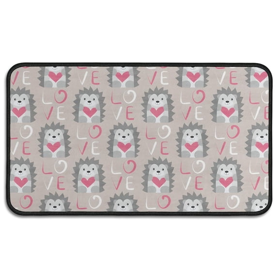 Cute Hedgehog Love Pattern Door Rugs,Washable Non Slip Door Mats Indoor,Decorative Door Mats,Entry Mat Indoor for Entrance,Bedroom,Kitchen,Bathroom,30"x17"