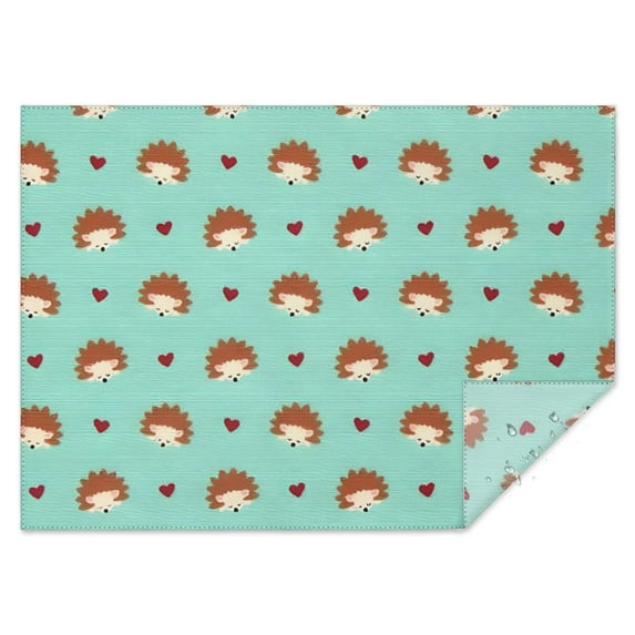 Cute Hedgehog and Love Rectangle Tablecloth 60"x84",Waterproof Polyester Rectangle Table Cloth, Wipeable Spillproof Polyester Tablecloth for Dining, Camping, Indoor and Outdoor