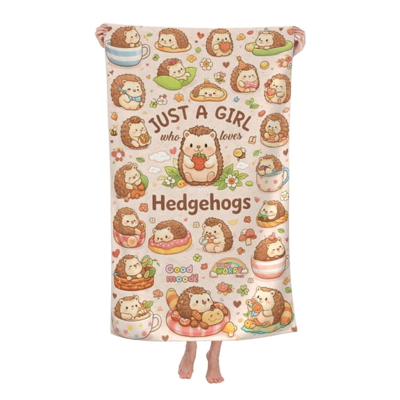 Cute Hedgehog Lover Bath Towel Soft and Highly Absorbent for Adults