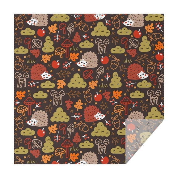 Cute Hedgehog and Mushroom Square Tablecloth,Waterproof Square Table Cover,Wipeable Spillproof Washable Table Cover for Home Kitchen Party Decor 42"X42"(107x107cm)