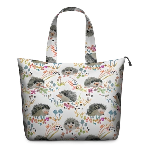 Cute Hedgehog and Mushroom Travel Tote Bags for Women Carry On,Large Weekender Bags for Women Travel,Multi Functional Duffle Bag for Work,Shopping,Sports