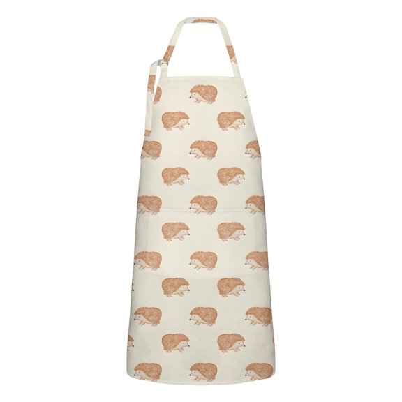Cute Hedgehog Pattern Apron-Garden Aprons for Women with Pockets-Cotton Linen Waterproof Kitchen Cooking Gardening Aprons Adjustable for Kitchen,Cooking,BBQ and Salon 33x27 Inch