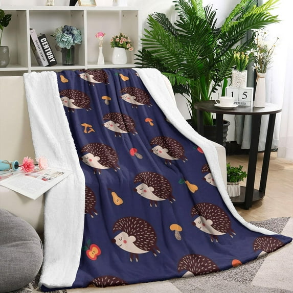 Cute Hedgehog Pattern Blanket,Comfortable Soft Flannel Throw Blanket,All Season,Warm Lightweight Blankets for Sofa Bed Couch Living Room Chair,60"x80"