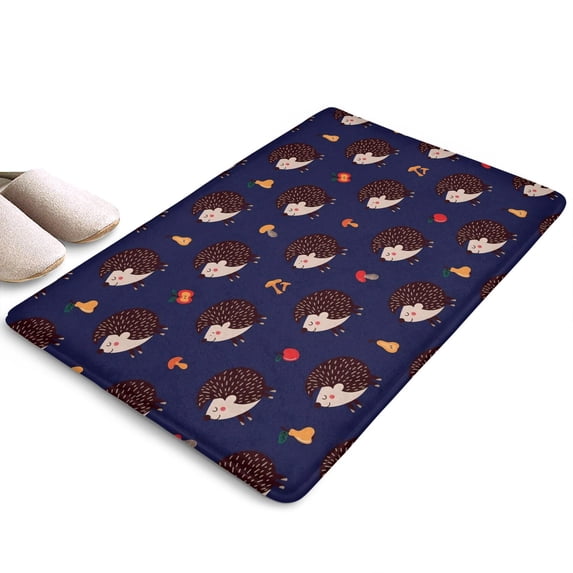 Cute Hedgehog Pattern Flannel Non Slip Door Rugs,Washable Door Mats Indoor,Decorative Door Mats,Dirt-Resistant and Absorbent Doormat for Entrance,Bedroom,Kitchen,Bathroom,23.5x16in(60x40cm)