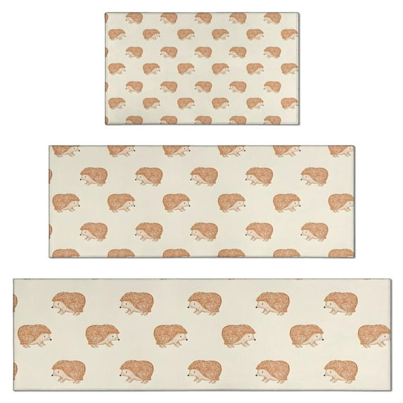 Cute Hedgehog Pattern Kitchen Rugs Sets Of 3,Kitchen Runner Rugs Non Skid Washable,Decorative Kitchen Floor Mats for Kitchen,Sink,Laundry,17"x30"+ 17"x47" + 17"x59"