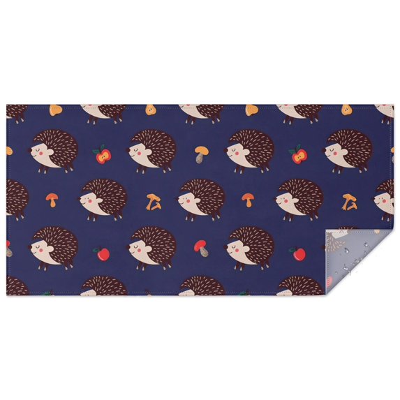 Cute Hedgehog Pattern Rectangle Tablecloth 60"x120",Waterproof Polyester Rectangle Table Cloth, Wipeable Spillproof Polyester Tablecloth for Dining, Camping, Indoor and Outdoor