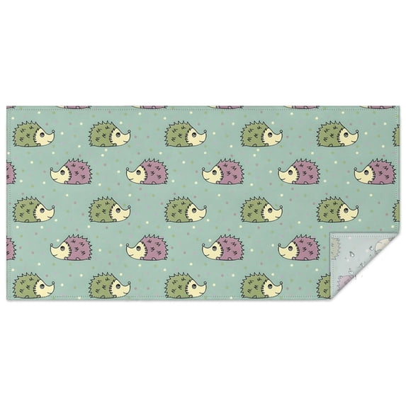 Cute Hedgehog Pattern Rectangle Tablecloth 60"x120",Waterproof Polyester Rectangle Table Cloth, Wipeable Spillproof Polyester Tablecloth for Dining, Camping, Indoor and Outdoor