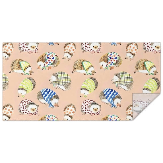 Cute Hedgehog Pattern Rectangle Tablecloth 60"x120",Waterproof Polyester Rectangle Table Cloth, Wipeable Spillproof Polyester Tablecloth for Dining, Camping, Indoor and Outdoor