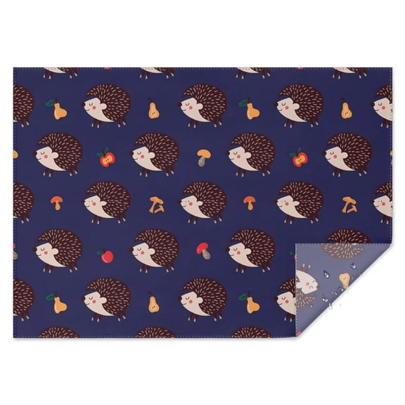 Cute Hedgehog Pattern Rectangle Tablecloth 60"x84",Waterproof Polyester Rectangle Table Cloth, Wipeable Spillproof Polyester Tablecloth for Dining, Camping, Indoor and Outdoor