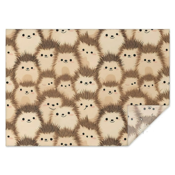 Cute Hedgehog Pattern Rectangle Tablecloth 60"x84",Waterproof Polyester Rectangle Table Cloth, Wipeable Spillproof Polyester Tablecloth for Dining, Camping, Indoor and Outdoor