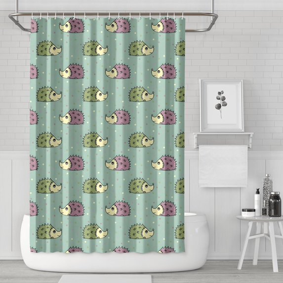 Cute Hedgehog Pattern Shower Curtain 72"x72" ,Bathroom Decorative Shower Curtains Set with 12 Hooks,Modern Waterproof Washable Shower Curtain