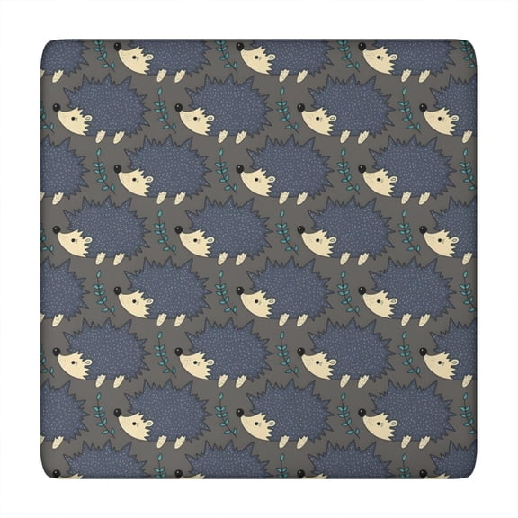 Cute Hedgehog Pattern Square Fitted Tablecloth with Elastic Edge,Square Table Cover,Washable Elastic Table Cover for Home Kitchen Party Decor 34"x34"