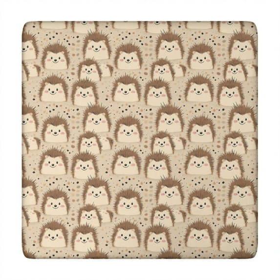 Cute Hedgehog Pattern Square Fitted Tablecloth with Elastic Edge,Square Table Cover,Washable Elastic Table Cover for Home Kitchen Party Decor 34"x34"