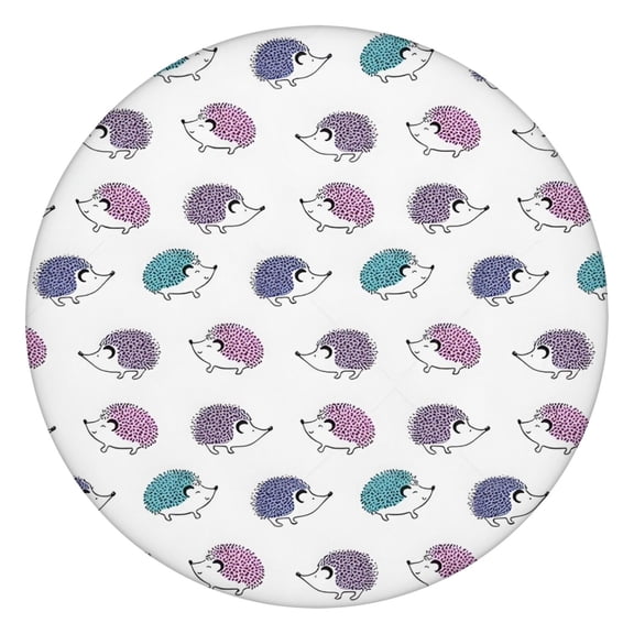 Cute Hedgehog Round Fitted Tablecloth with Elastic Edge,Dining Table Cover Waterproof,Outdoor Round Tablecloth for Camping,Dining,Indoor and Outdoor