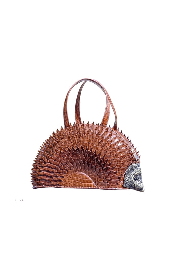Cute Hedgehog Shape Novelty Clutch Bag | Handheld Shoulder Crossbody Purse for Daily Travel | Urban Minimalist Unique Design PU Leather for Girls Teens Women