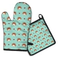 thumbnail image 1 of Cute Hedgehog and Love Kitchen Oven Mitt and Pot Holder Sets 2 Pcs for Baking, Cooking and Grilling, Heat Resistant Up To 392 °F, 1 of 7