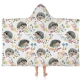 thumbnail image 1 of Cute Hedgehog and Mushroom Hooded Bath Towel，50"x30" for Ages 3 To 12 Kids, Quick Dry Lightweight Soft Microfiber Hood Beach Towel Cover Up for Kids, 1 of 7