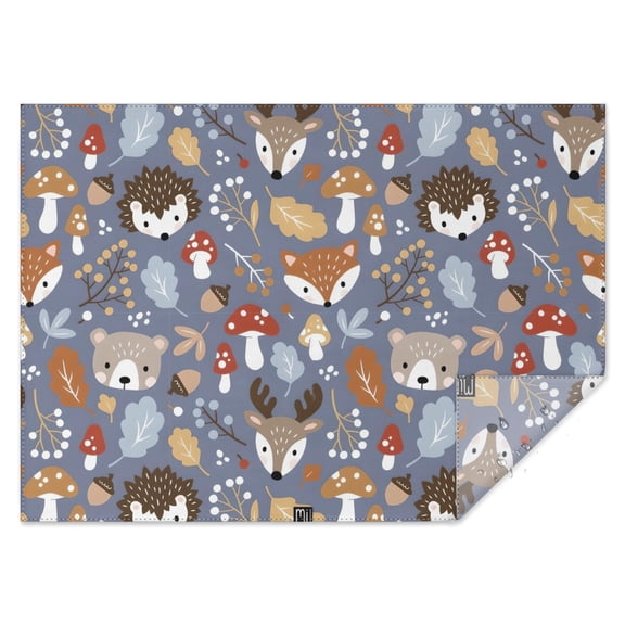 Cute Hedgehogs and Forest Animals Pattern Rectangle Tablecloth 60"x84",Waterproof Polyester Rectangle Table Cloth, Wipeable Spillproof Polyester Tablecloth for Dining, Camping, Indoor and Outdoor
