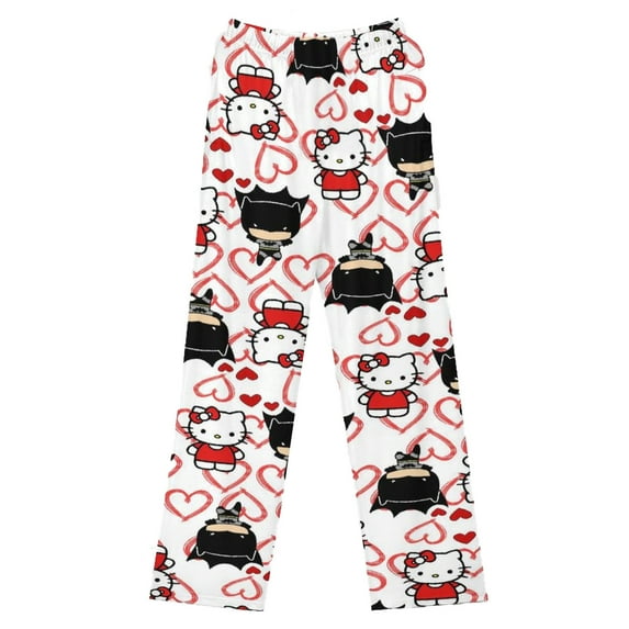Cute Hello Kitty Batman Anime Cartoon Characters Pajamas Pants for Women Men Valentine's Day Couples Casual Sleepwear Pants,Color 5,M