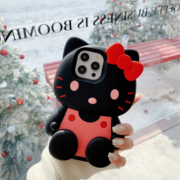 Cute Hello Kitty Bow Leg Stand Case for iPhone 16 15 14 13 Pro Max iPhone Cartoon Shockproof Holder Back Cover