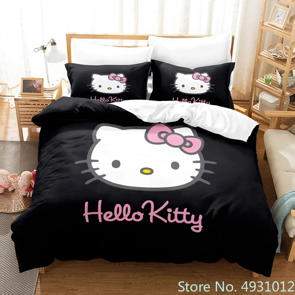 Cute Hello Kitty Love Bedding Set Pillowcase Japanese Anime Bedclothes
