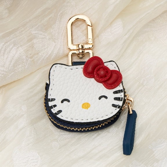 Cute Hello Kitty Mini Coin Purse Keychain,PU Leather Zipper Pouch Key Chain Charm,Small Ornaments Case Holder for Women